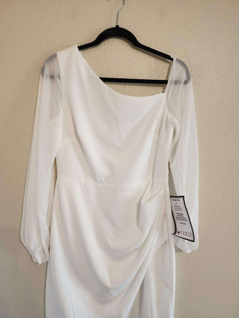 Betsy & Adam Long Sleeve Asymmetrical Ruched Sheath Dress 10P Wedding Formal - Picture 7 of 11